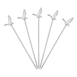 sourcing map 5 Pcs Stainless Steel Cocktail Picks, 4.1 Inch Martini Picks Fruit Sticks Metal Skewers Reusable for Drinks Olives Appetizers Fruit Decorative, Silver (Bird)