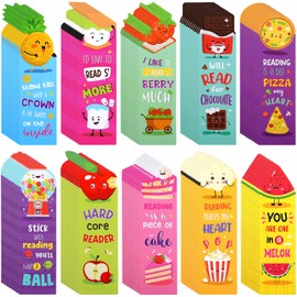 Scented Bookmarks Kids Scratch and Sniff Bookmarks Fruit Food Theme Bookmarks Sayings Bookmarks Assorted Scented Bookmarks Cute Bookmarks for Kids, Students, Teens, Food Lovers, 10 Styles (120 Pieces)