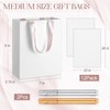 Yeaqee 12 Sets White Gift Bags with Ribbon Handle Tissue