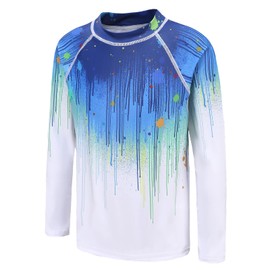 Boys Rash Vest Kids Swimming Costume Beach Boys Long Sleeve Swim Top Age 9-10