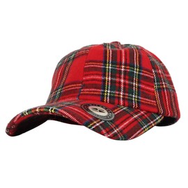 WITHMOONS Baseball Cap Tartan Plaid Check Winter Hat KR11087 (Red)