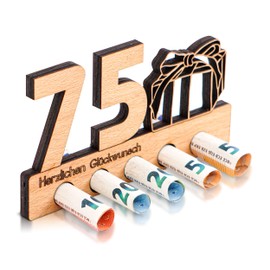 DARO Design - 75th Birthday Money Gift Wooden 75th Anniversary