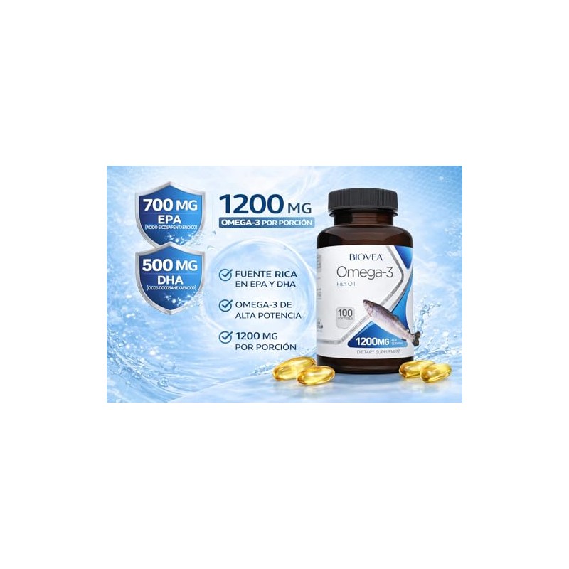 BIOVEA ACEITE DE PESCADO OMEGA-3 1200mg 100 Cápsulas