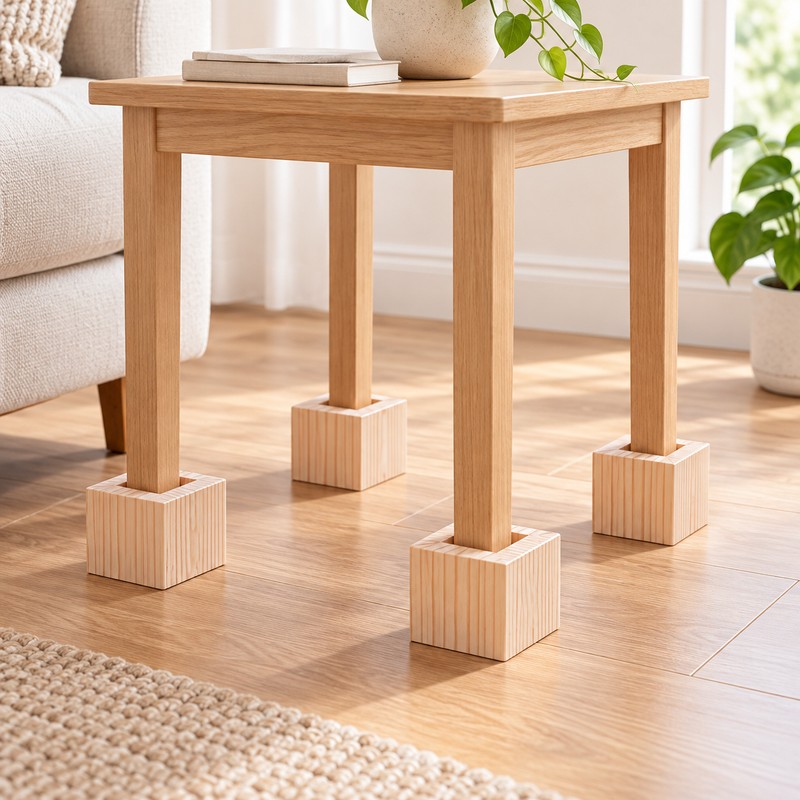 4 Pack Solid Wood Furniture Risers, Square Bed Sofa and