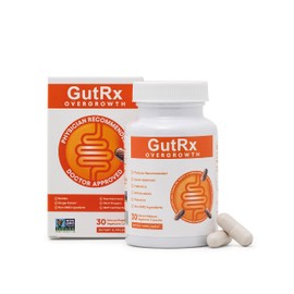 GutRx Overgrowth Probiotics for Women and Men with Saccharomyces Boulardii, Lactobacillus Reuteri & Bifidobacterium for Supporting Gut Health & Digestive Health, Gluten Free, 30 Capsules