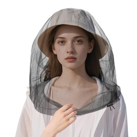 1 Pack Extra Large Mosquito Head Net 42 x 25 Inches Oversized Mosquito Head Mesh Netting Face Neck Fly Netting Fits All Hats for Men Women for Outdoor Camping Hiking Fishing Gardening Safari (Gray)