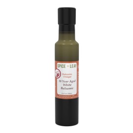 Premium 18 Year Aged Modena WHITE Balsamic Vinegar by SPICE + LEAF - Traditional Small Barrel Aged Aceto Balsamico di Modena | All Natural | 8.5 fl. oz.