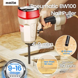 meite BW100 Pneumatic Nail Remover, Professional Heavy Duty Air Punch Nailer Denailer Gun Removes 9-16 Gauge Nails 71-90 mm, 90-120 PSI Pallet Nail Puller for Wooden Furniture & Reclaimed Wood