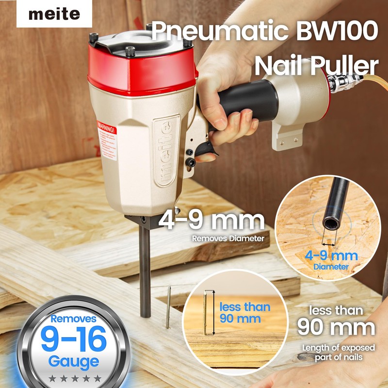 meite BW100 Pneumatic Nail Remover, Professional Heavy Duty Air Punch