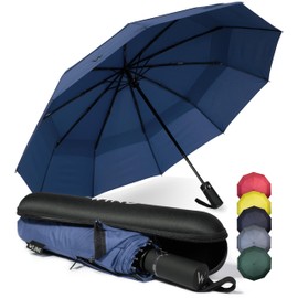 WLine Wind Mini Umbrella Folding Auto Open and Close Teflon Fabric Heavy Duty Structure Bag 104cm Diameter, Blu Marino