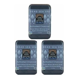 One With Nature Sal Del Mar Muerto Carbon Jabón 3 Pk - Carbón Activado, Mant