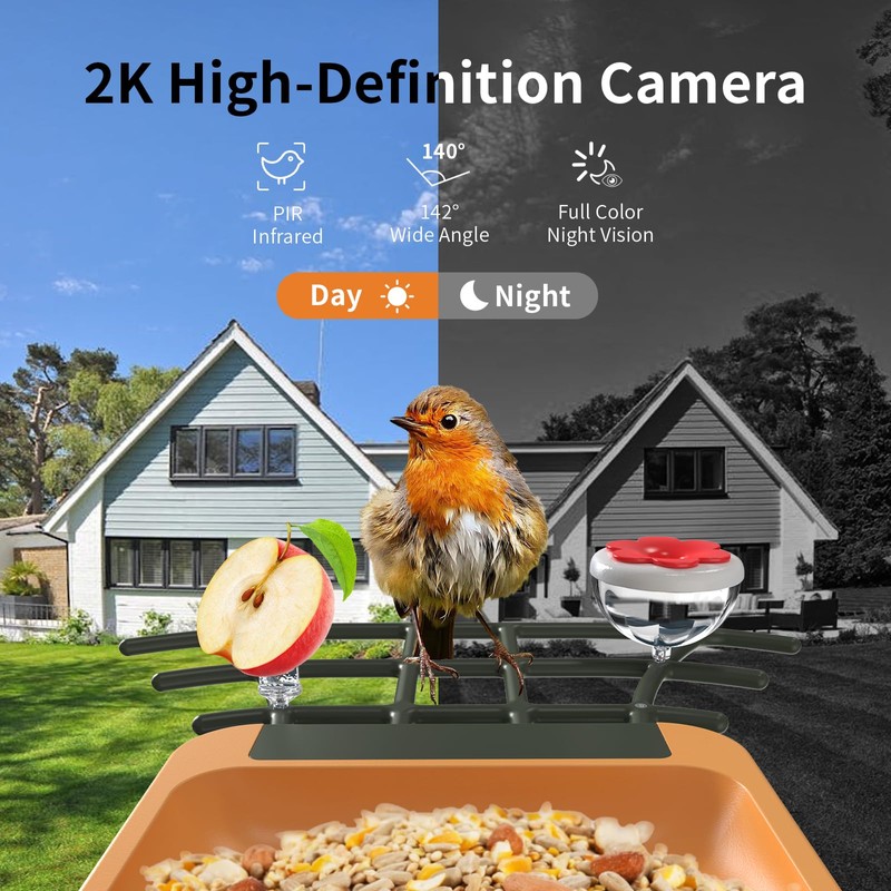 Bird Feeder with Camera 2K HD Video AI Identify Species