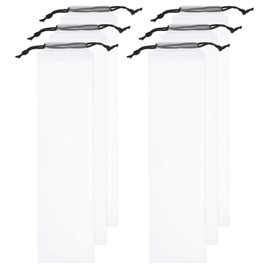 sourcing map 6pcs Umbrella Bags 17.7"x4.7" Wet Umbrella Sleeve Cover Reusable Folding Umbrella Storage Bag with Drawstring for Folding Travel Umbrellas, White