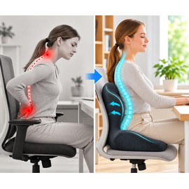 Ergonomic Memory Foam Seat Cushion for Office Chairs – Comfortable Seating with Lumbar Support for Work and Driving