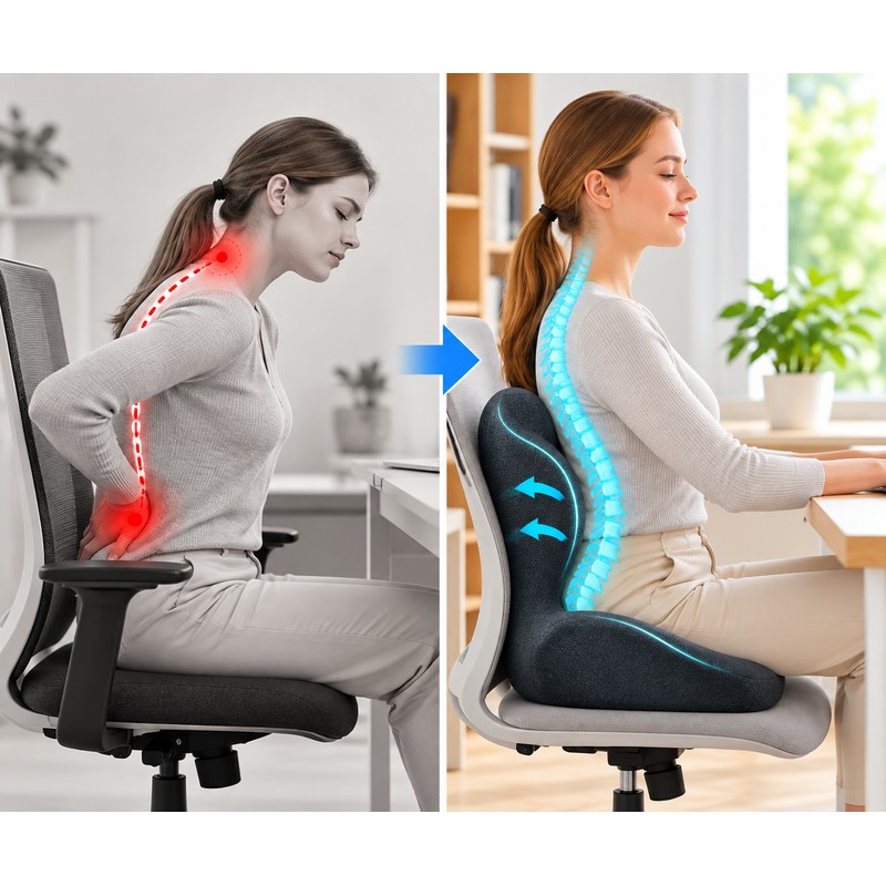 Ergonomic Memory Foam Seat Cushion for Office Chairs – Comfortable