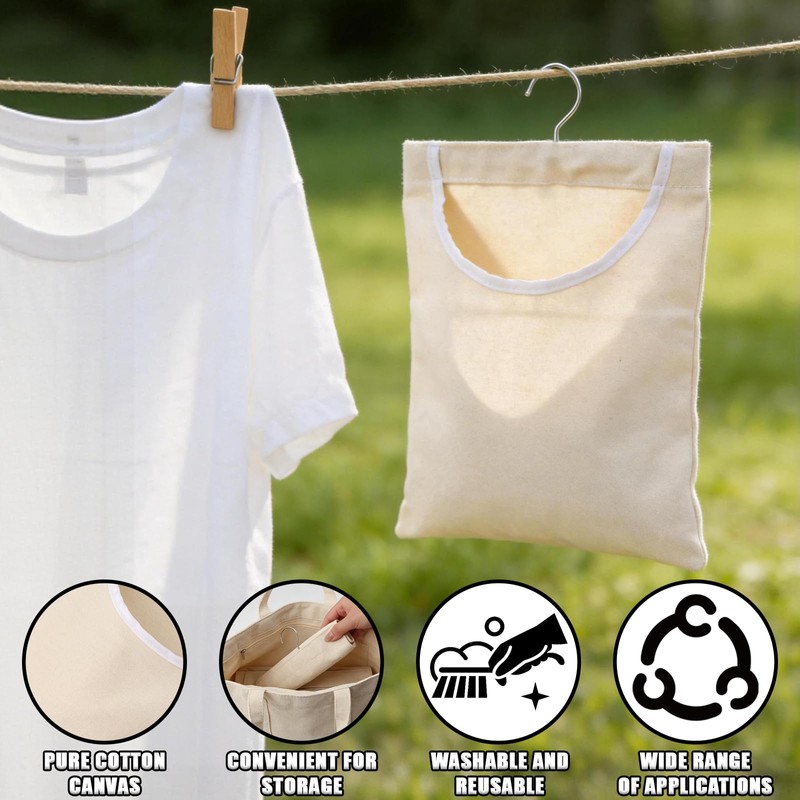 Laundry Clothespin Bag, 12.5 x 10.5 Inch Large Canvas Hanging