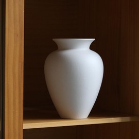 Large Matte White Ceramic Flower vase, Modern Centerpiece Table Decorations,Round Shape Rustic Ceramic vases for Home Decor Dining Room (White, 0620)