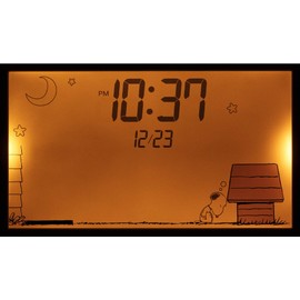RHYTHM 8RDA79MS03 Snoopy Alarm Clock Funny Action Digital Clock Calendar Included, White, 3.9 x 6.4 x 1.8 inches (10 x 16.2 x 4.5 cm)