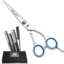 JW S2 Professional Hair Shear & 4 Pcs. Professional Carbon Comb Set (5.0" Right Hand)