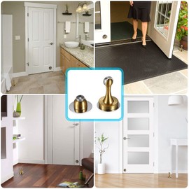 Sumnacon Sturdy Magnetic Door Stopper - Stainless Steel Door Stopper with Magnet for Wall Floor, Sturdy Magnetic Doorstop Holder with Adhesive Tape & Screws for Home Office, Gold