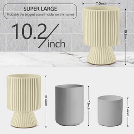 WOODWORD Extra Large Ceramic Utensil Holder for Kitchen Counter, Morden Aesthetic Utensil Organizer for Kitchen Countertop Decor (Warm Cream Color)