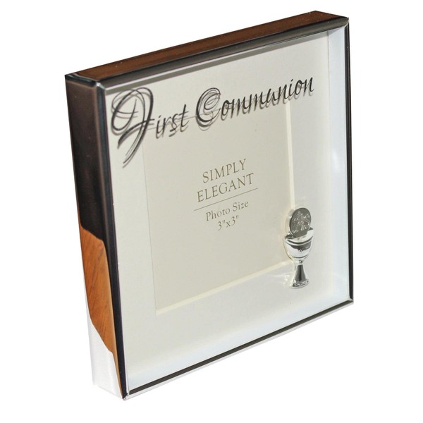 First Communion Silver Photo Frame with Chalice Icon Holds Picture