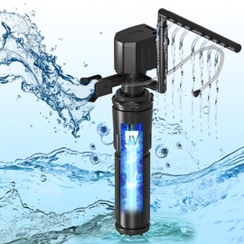 hygger Aquarium Filter with U-V Light for 60-120 Gallon Tank, Multi-Use Submersible Fish Tank Filter for Filtration/Algae Clean/Oxygenation/Waveker/Circulation