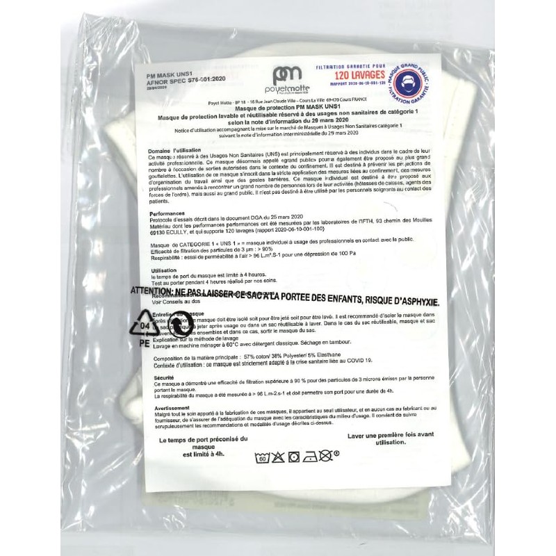 Domiva Pack of 2 Children's Fabric Masks Category 1 Certified