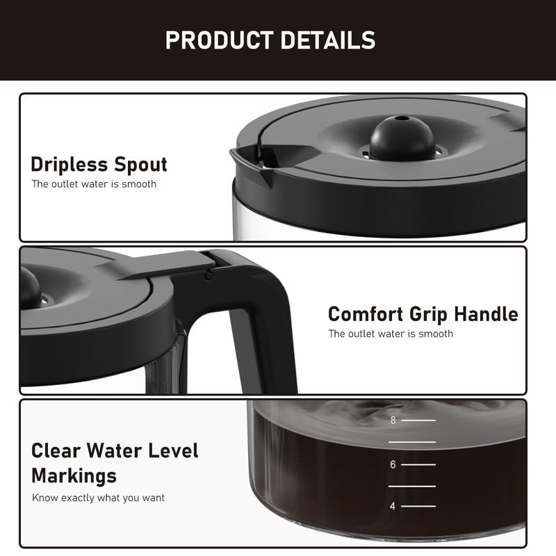 12-Cup Glass Coffee Pot Replacement Compatible with Keurig K-Duo 5100