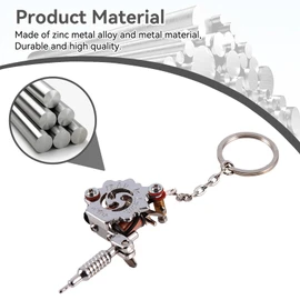 Llavero de máquina de tatuajes, modelo de pistola de tatuajes portátil mini llavero colgante collar de artista de tatuajes accesorios de tatuajes, 5,7 x 1,6 pulgadas