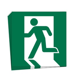Emergency Exit Weatherproof Stickers 3.9 x 3.9 inches (100 x 100 mm), Pack of 5