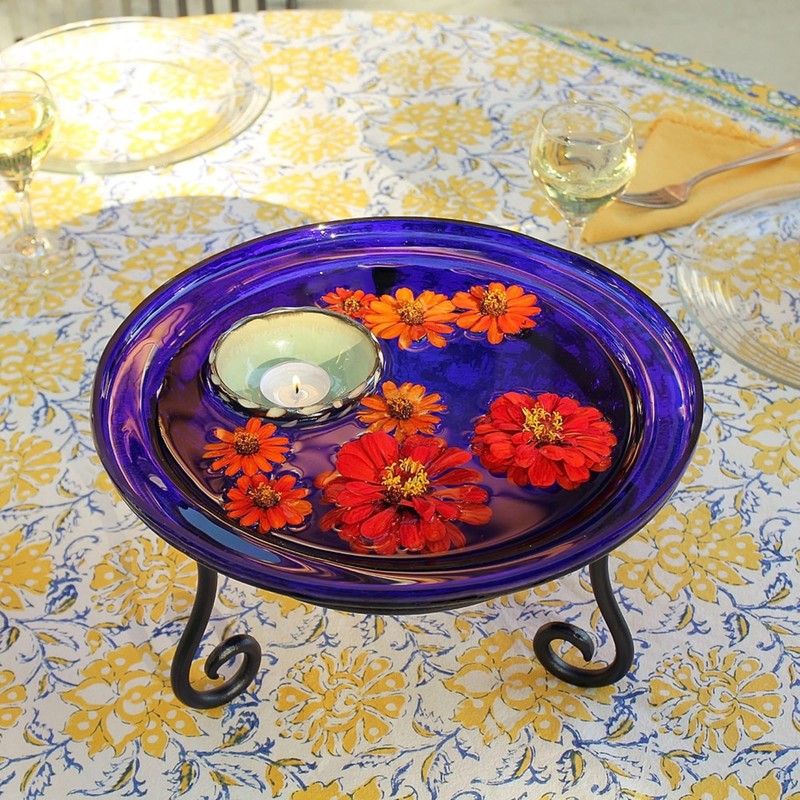 Achla Designs Crackle Glass Bowl, 12-in, Cobalt Blue