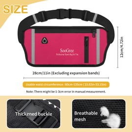 SooGree Men Women Running Belt Fanny Pack, Resistant Waist Pack Money Belt Bag for Hiking Cycling Workout, Gym Phone Holder with Adjustable Strap (GSP1187-Rose)