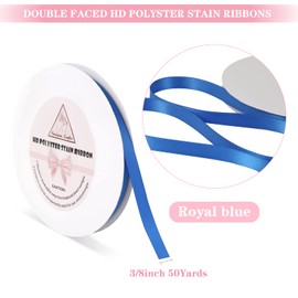 Handyman Crafts 3/8" Royal Blue Double Faced Satin Ribbons 50 Yards HD Polyester Stain Ribbon for Wedding Gift Wrapping, Florist,Flowers,Arts Crafts,Balloons,Holidays,Christmas,Birthdays,Bow Makings