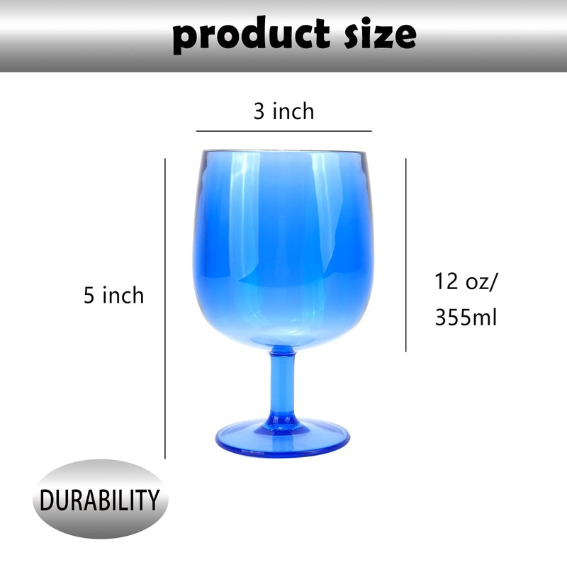 yongzhenlite Set of 6 Acrylic Wine Goblets,12 oz plastic Wine