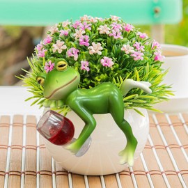 DAZZTIME Hanging Frogs, Flower Pot Hanging Frog Decoration, Green Frog Flower Pot Hanger Figures, Decorative Garden Frog Figures, for Garden, Balcony, Home