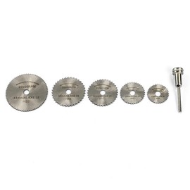 TopHomer HSS Circular Saw Blade Set 5 Pcs High Speed Steel Circular Cutting Blades Saw Blades with Rotary Tools for Timber, Plastic, Fiberglass, Copper, Aluminium (5 HHS Saw Blade + 1 Extension Rod）