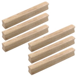 MY MIRONEY 6Pcs Solid Wood Finished Drawer Pulls Ash Wood Cabinet Handles Hardware Furniture Dresser Wardrobe Handles Pulls with Screws, 5.04" Hole Centers