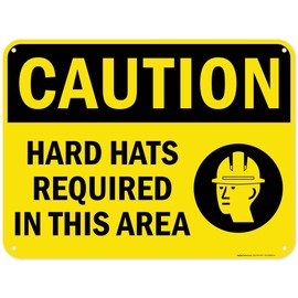 Caution Hard Hats Required In This Area OSHA Sign, 18x24 Inches, 55 mil thick HDPS (high density polystyrene), Made in USA by My Sign Center