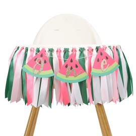 One In A Melon High chair Banner - Watermelon 1st Birthday Decorations,Watermelon First One Highchair,Girl 1st One In A Melon Party Decoration