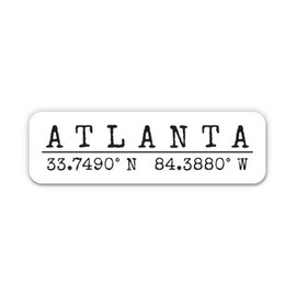 Squiddy Atlanta Georgia - City Coordinates - Vinyl Sticker - Large Size (11" Wide)