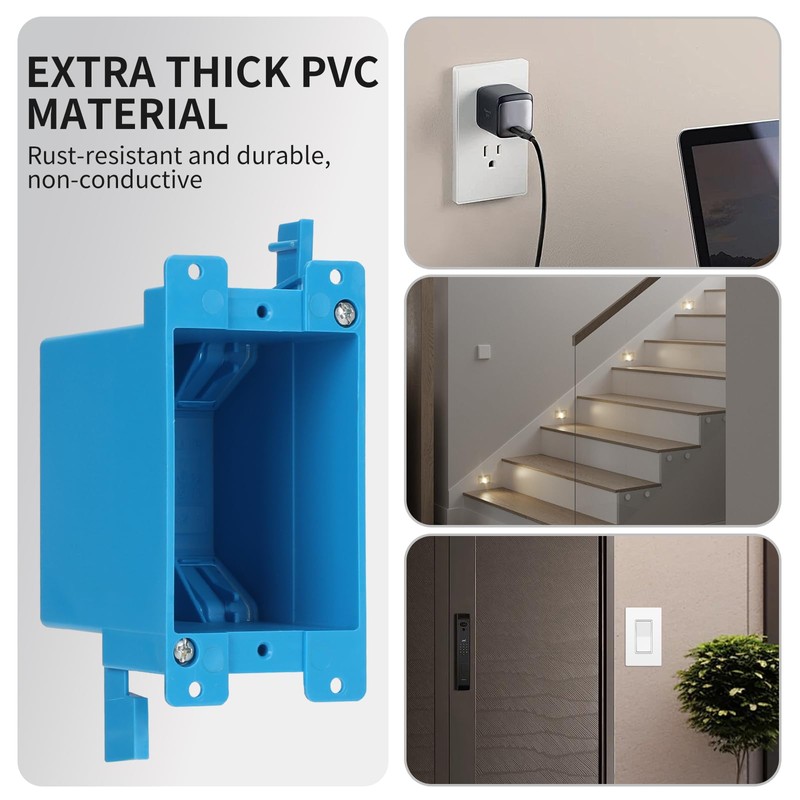 XIUTE 1-Gang PVC Old Work Electrical Outlet Box,Living Hinges and