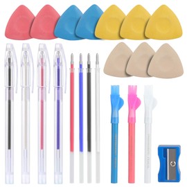 CampTek Tailors Chalk & Fabric Markers for Quilting - 10PCS Tailor's Chalk, 4PCS Heat Erasable Pens with 4 Refills, 3 PCS Sewing Fabric Pencils