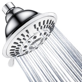 BRIGHT SHOWERS High Pressure 5-Function Rain Shower Head, Luxury Bathroom Showerhead with Chrome Plated Finish, Adjustable Angles, 1-Min Installation