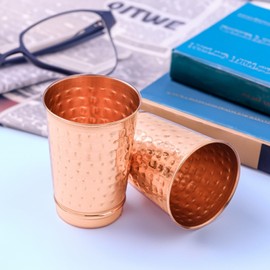 2activelive-Immunity Booster Copper Tumbler Set of 2, Hammered Pure Copper Tumblers Set of 2,Traveler's Copper Cups