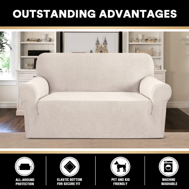 PrinceDeco Stretch Loveseat Sofa Cover Slipcover Couch Cover for 2
