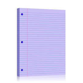 Purple Loose Leaf Paper 100 Sheets 8" x 10.5" Filler Paper, College Ruled 3-Hole Punched, Notebook Paper for 3-Ring Binders Notepad Writing Note Pads To-Do Lists for Office & School Supplies