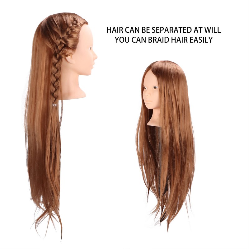 Long Hair Mannequin Head Light Brown Hairdresser Practice Training Head