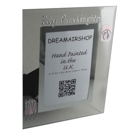 Baby Granddaughter Photo Frame Portrait 4” x 6” (Pink Feet/Hearts)