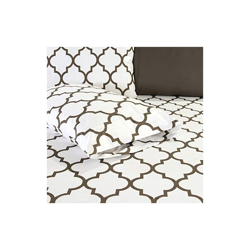 Elegant Comfort 6-Piece Quatrefoil Printed Deep Pocket Bed Sheet Set,